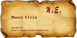 Mencs Eliza névjegykártya